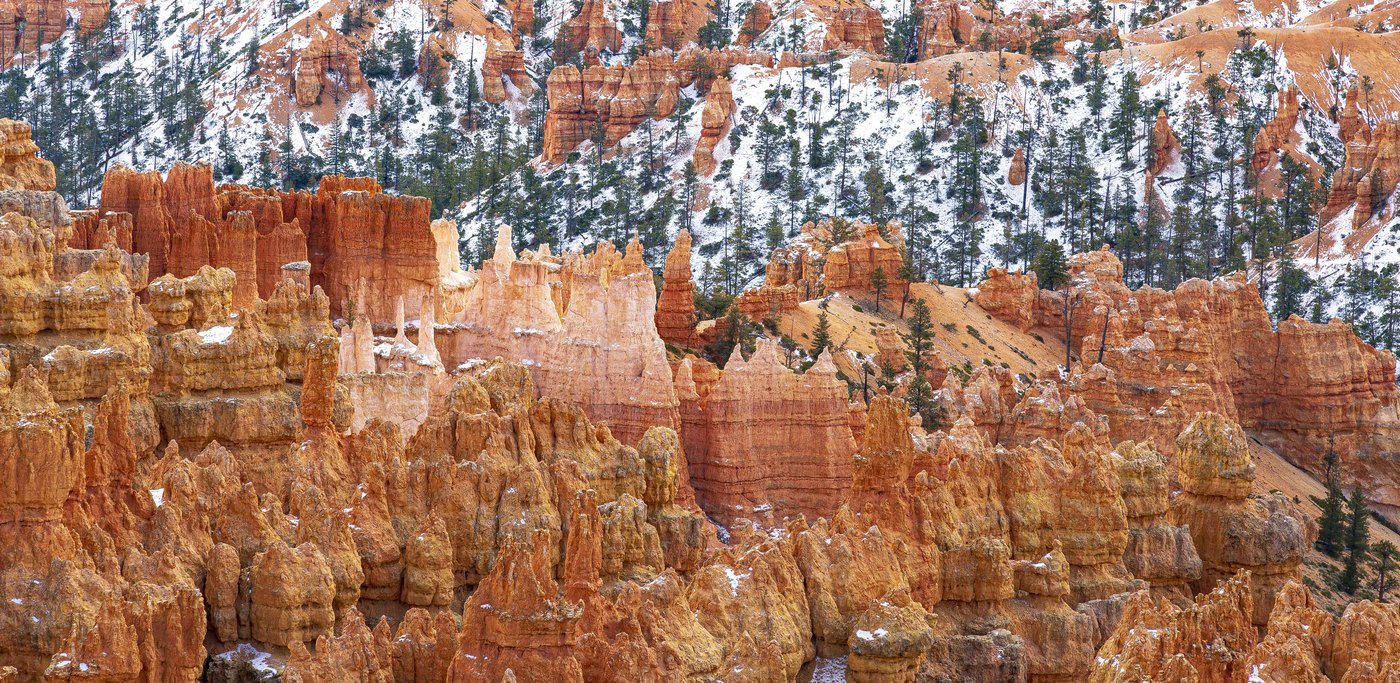 Bryce Canyon hoodoos dusted with snow